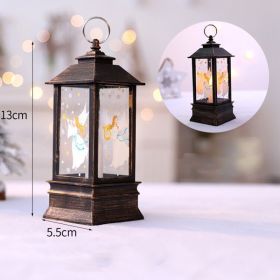1pc Christmas Lantern Decoration; Vintage Style Hanging Electric Candle Oil Lamp; Christmas Ornaments For Tables & Desks; Holiday Home Decor (Color: Golden Angel Small Flame Lamp)