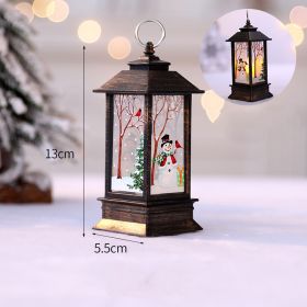1pc Christmas Lantern Decoration; Vintage Style Hanging Electric Candle Oil Lamp; Christmas Ornaments For Tables & Desks; Holiday Home Decor (Color: Golden Snowman Small Flame Lamp)