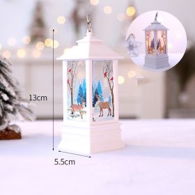 1pc Christmas Lantern Decoration; Vintage Style Hanging Electric Candle Oil Lamp; Christmas Ornaments For Tables & Desks; Holiday Home Decor (Color: White Elk Small Flame Lamp)