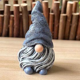 1pc Garden Gnome Resin Statue; Faceless Doll Figures Miniature Home Decoration For Lawn Ornaments Indoor Or Outdoor Patio Deck Yard Garden Lawn Porch (Color: Blue)