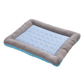 Pet Cooling Pad Bed For Dogs Cats Puppy Kitten Cool Mat Pet Blanket Ice Silk Material Soft For Summer Sleeping Pink Blue Breathable (Color: Blue, size: L)