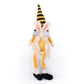 Standing Tall Bunny Gnome Plush Ornament Kids Room Decoration Home Decoration Doll (Color: Yellow)