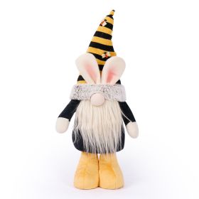 Standing Bee Gnome Plush Ornament Kids Room Decoration Home Decoration Doll (Color: black)