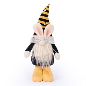 Standing Bee Gnome Plush Ornament Kids Room Decoration Home Decoration Doll (Color: black)