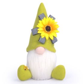 Sunflower Gnome Plush Ornament Kids Room Decoration Home Decoration Doll (Color: Green)