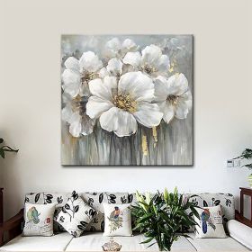 Hand Painted Oil Paintings Hand Painted Square Floral / Botanical Pop Art Living Room Hallway Bedroom Luxurious Decorative Painting (Style: 1, size: 90x90cm)