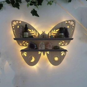 1pc Crystal Display Shelf - Wall Mounted Decorative Shelf for Moon Moth Butterfly Lamp - Perfect for Halloween, Thanksgiving, Christmas, and New Year (Color: Butterfly primary color [with LED light 59.06 inch])