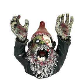 Zombie Gnome Statues, Resin Outdoor Gardening Dwarf Ornaments Halloween Scary Decoartion (Color: black)