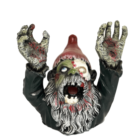 Halloween Zombie Gnome Statue Graveyard Creeper Dwarf Sculpture Horror Gnome Resin (Color: black)