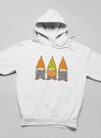 Pumpkin Gnomes Fall Hoodie (Color: White, size: X-Large)