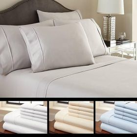 6-Piece Luxury Soft Bamboo Bed Sheet Set in 12 Colors (Color: Maroon, size: Queen)