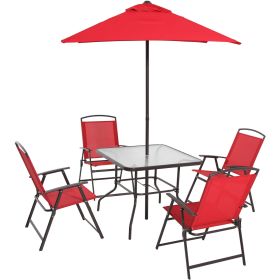 Albany Lane 6 Piece Outdoor Patio Dining Set (actual_color: Red)