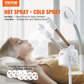VEVOR Professional Facial Steamer, Ozone Mist Facial Steamer for Esthetician, Nano Ionic Esthetician Face Steamer on Wheels, Suitable for Home Beauty (Mist: 3 in 1 Hot/Cold Ozone Mist)