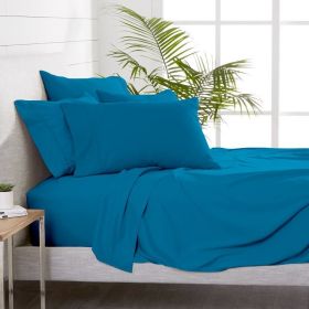 6 Piece Sheet Set, Microfiber, 2 Extra Pillowcases,King (Actual Color: Medium Blue, size: King)