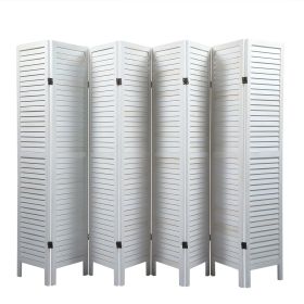 Sycamore wood 8 Panel Screen Folding Louvered Room Divider (Color: Old white)