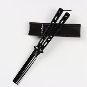 Outdoor Camping Comb Practice Knife, Uncut Butterfly Folding Knife (Color: black)