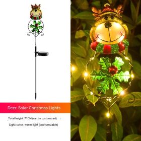 Solar Christmas Led Snowman Elk Ground Plug Light (Option: Elk)