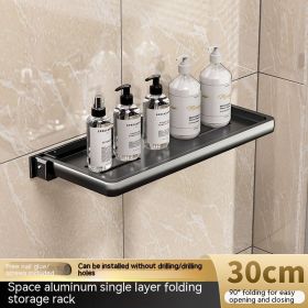 Wall-mounted Punch-free Foldable Storage Rack (Option: Black 30x13x3cm-Storage Rack)