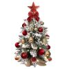 2ft Tabletop Christmas Tree with Light Artificial Small Mini Christmas Decoration with Flocked Snow;  Exquisite Decor & Xmas Ornaments for Table Top f