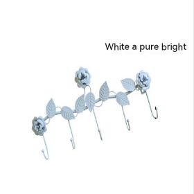 Iron Strong Creative Rose Nail Wall Hook Clothing Store Storage Metal Clothes Hook (Color: White)
