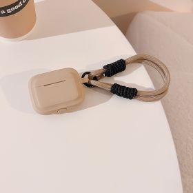 Contrast Color Lanyard Airpods Protection Silicone Earphone Case (Option: Khaki Black Coffee-AirpodsPro2)